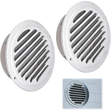 2 Pièces - Grille Aération - Acier Inoxydable - Ventilation Extérieure avec Filet Anti-insectes pour Garage Cuisine Salle de Bain Argent 14,2x4,2cm (1/5)