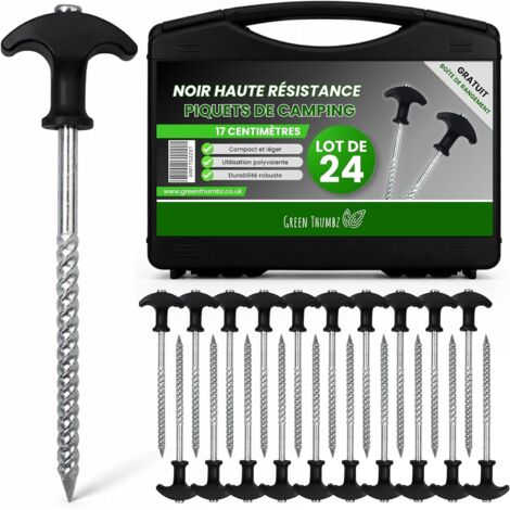 Lot de 20 Piquets de Tente en Métal, Conception à Vis pour Sol Dur, Embout de Perceuse Inclus, 17cm pour Camping (1/5)