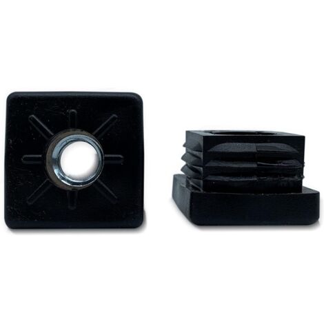 4 - Bouchon Fileté Carré - Embout Pour Tube Carré - Adaptateur Pied Réglable M8 - Pour Mobilier Et Portail Aluminium - Noir - 35x35mm (1/4)