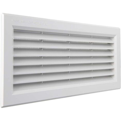 1 - Grille de ventilation - Plastique blanc - Rectangulaire encastrée avec filet anti-insectes - Pour cuisine salle de bain - Blanc - 31,5x13,6cm (1/5)