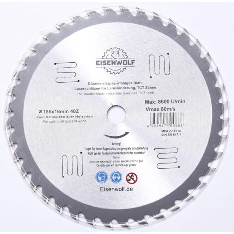 1 - Lame De Scie Circulaire - Carbure De Tungstène - 40 Dents Pour Bois Et Matériaux Composites - Gris - 185x16 Cm (1/5)