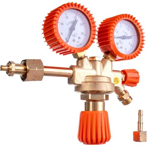 1 - Réducteur De Pression - Régulateur De Gaz - Avec Deux Manomètres - Pour Propane Et Butane - En Laiton - 0-3 Bar (1/5)