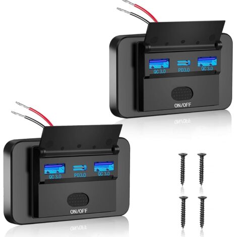 2 Prise USB Encastrable, Charge Rapide QC3.0 Et PD, Interrupteur Marche/Arrêt, Pour Voiture 12-24V, Camion, Bateau (1/5)