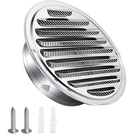 1 - Grille d'aération - Acier inoxydable - Protection intempéries et insectes - Montage mural avec vis - Intérieur et extérieur - Argent - 14x5,3cm (1/5)