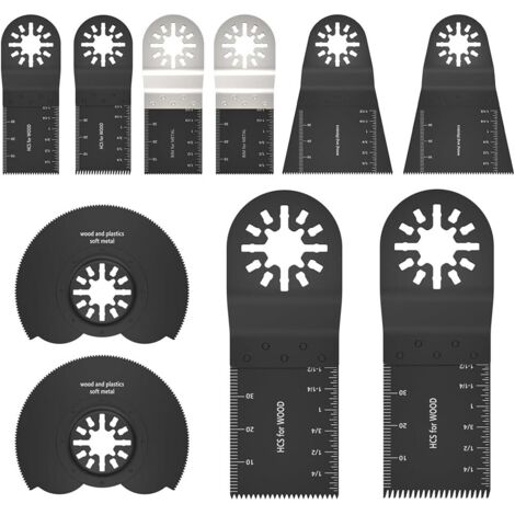 Lot de 10 - Lame de scie oscillante - Outil multifonction - Coupe métal bois plastique - Système changement rapide - Noir - 8,5x3,2cm