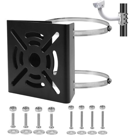 1 Support Camera Exterieur, Acier Inoxydable, 2 Anneaux Réglables, Montage Poteau Vertical, Pour Vidéosurveillance (1/5)