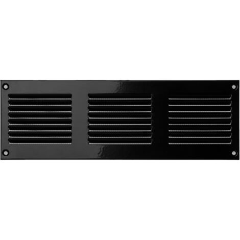 1 - Grille D'Aération - Registre De Ventilation - En Acier Galvanisé Avec Moustiquaire - Pour Mur Et Plafond - Noir - 30x10cm (1/5)