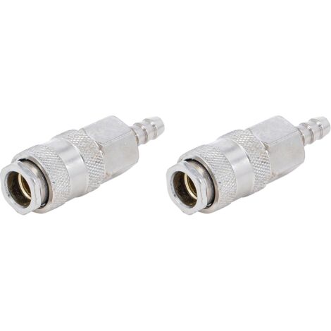 2 - Raccord Rapide - Raccord Tuyau - Acier À Outils - Pour Appareils Pneumatiques - Usage Industriel - Argenté - 8 Mm (1/4)