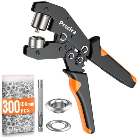 1 Kit Pince à œillets, Mécanisme à cliquet, Œillets 6mm, Poignées ergonomiques, Pour bâches et cuir (1/5)