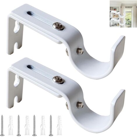2 Pièces - Support Tringle À Rideaux - Fixation Métal Réglable - Pour Maison Et Bureau - Galvanisé - 8,8-11,5cm (1/5)