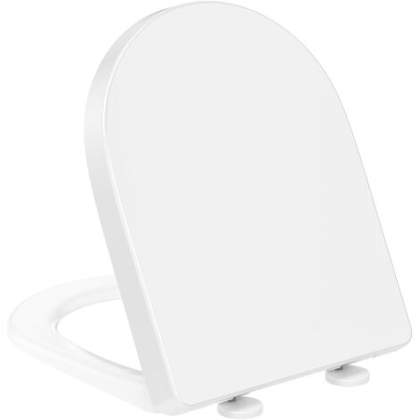 1 - Abattant WC - Lunette Toilette - Forme D Allongée Avec Frein De Chute Et Charnière Métallique Pour Salle De Bain Blanche 45x36,1x5 Cm (1/5)