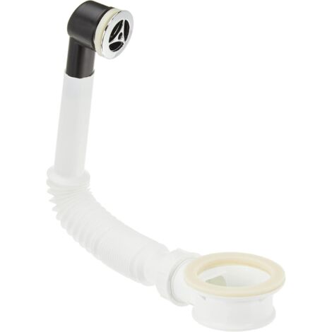 1 - Trop-plein Flexible - Kit Lavabo - Plastique Blanc Et Chromé - Réglable 18x31cm - Pour Rénovation Sanitaire