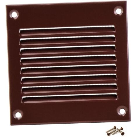 1 - Grille D'Aération - Registre De Ventilation - En Acier Galvanisé Avec Moustiquaire - Pour Mur Et Plafond - Marron - 10x10cm (1/5)
