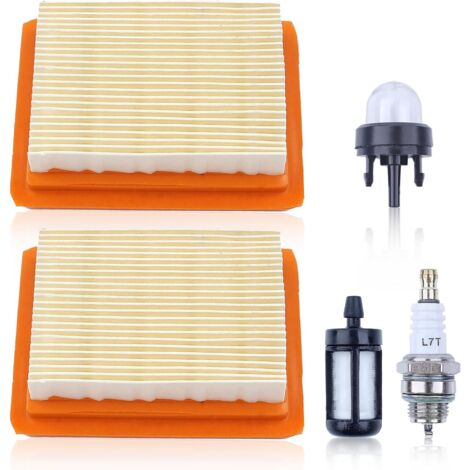 2 Pièces - Filtre à air - Bougie d'allumage - Compatibilité Stihl FS120 FS250 FS450 - Kit entretien débroussailleuse - Noir - 5x5cm (1/5)