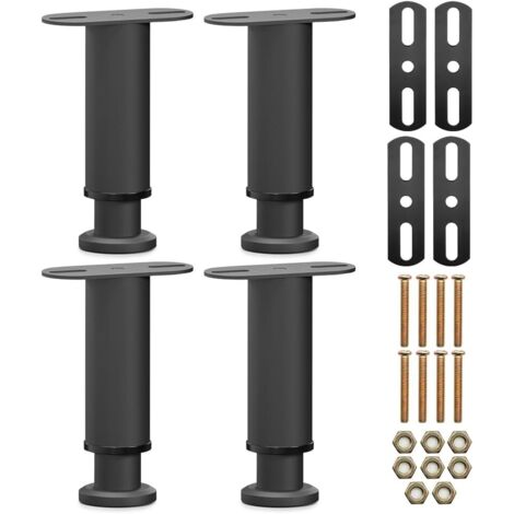 4 - Pied De Lit - Support Central - Réglable En Hauteur 15x25 Cm - Renfort Pour Sommier À Lattes - Acier Robuste - Noir (1/5)