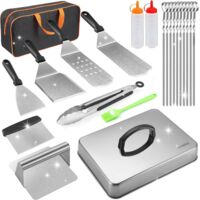 Kit d'accessoires de cuisson pour barbecue Blackstone, 22 pièces, accessoires de barbecue à dessus plat pour Blackstone Camp Chef, ensemble de spatules en métal avec presse à hamburger,