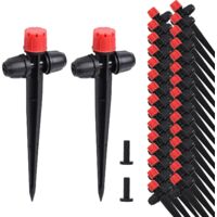HOINCO 28 Pz Drip Irrigazione Emittenti, Regolabile Grado di Flusso Acqua Gocciolatori Spruzzatore per 1/4" Drip Irrigazione Tubatura, per Giardino Sistema di Irrigazione. (Rouge)