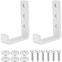 2 Pcs Crochet Mural Garage, Crochets Muraux Robustes, Velo Mural, à Visser Métal, Support en J pour Rangement de Garage Objets Encombrants, Porte-manteaux/Patères(Blanc) -