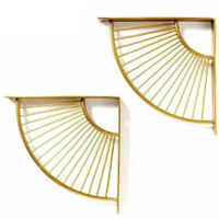 Support D'étagère Triangle en Forme D'éventail Doré en Métal Flottant,Lot de 2 Support D'angle Mural de Rayonnage Suspendus pour Décoration de Restaurant/Bureau/Domicile (15cm/5.9in),
