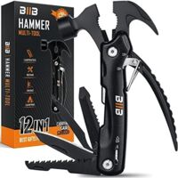 Cadeau Fete des Peres, Homme 12 en 1 Outil Multifonction, Anniversaire Homme, Idee Peres Gadget Insolite Utile, Papa Camping Accessoires Noir -