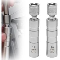 14/16mm Clé à Bougie Douille de D'allumage Pivotante Magnétique Outil Universel Retrait Douilles Bougies pour Plus d'Automobile (2pcs) 14 mm + 16 -