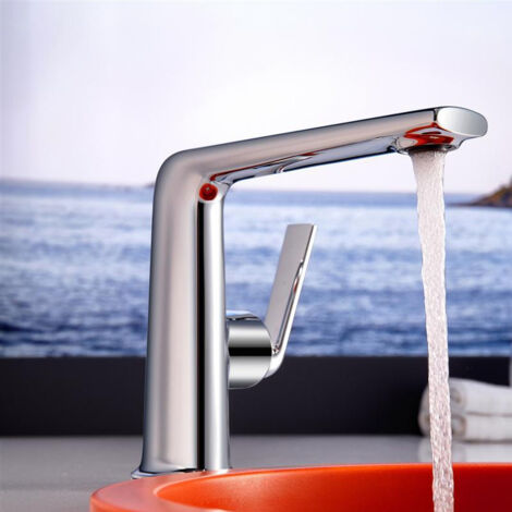 Mitigeur De Lavabo BELZ Monocommande - Économie D'eau Avec Aérateur - Bec Haut 78mm - Finition Chromée - Installation Facile Monotrou - G 3/8