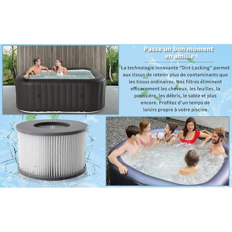 Filtre Spa Lite pour mspa,Filtre pour mspa Lite, pour MSPA Whirlpoal Filter - Cartouches filtrantes pour sous - Bateaux et Spa Chauds - Modèle à partir de 2020 (4 pièces.) - 5