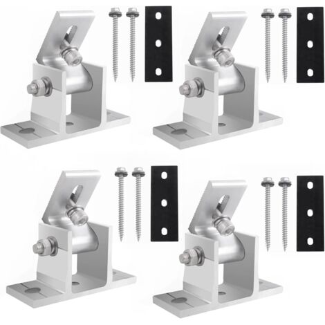 Solar Panel Mount Balcony Power Station 10-60° Adjustable Solar Panel Holder Universal Mounting Solar Module Photovoltaic for Boat Motorhome Flat Roof Pack of 4