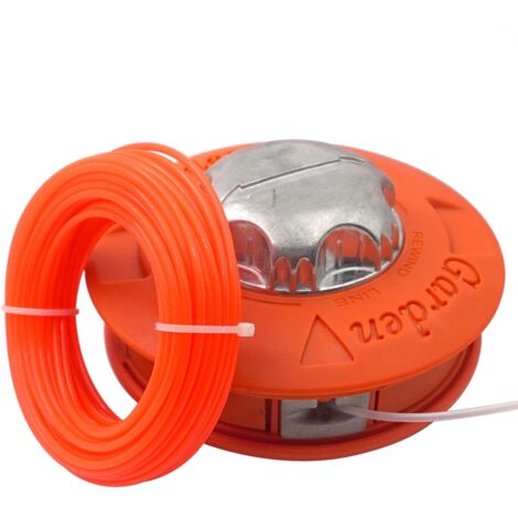 Tête de bobine de rechange M10 x 1,25 mm pour débroussailleuse - Fil à gauche avec fil de 15 m x 2,4 mm - Couleur orange