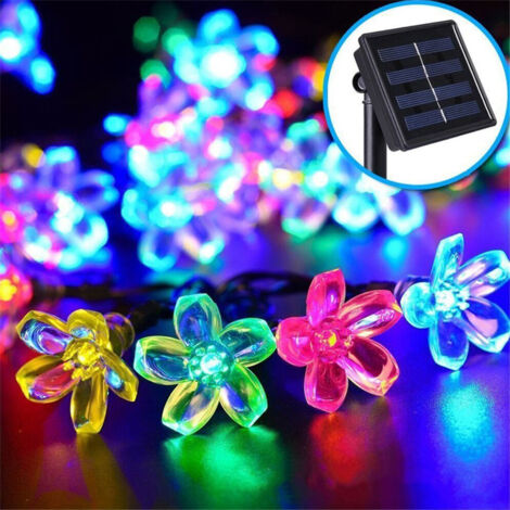 Guirlande lumineuse à fleurs,Solaire, 7 m, 50 LED, à brancher, pour sapin de Noël, Pâques, décoration d'intérieur, pour jardin, chambre à coucher, clôture, mariage, fête d'anniversaire (multicolore)