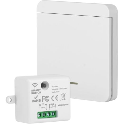 Interrupteur sans fil télécommandé 10A 240V – Portée 50 mètres – Installation rapide sans câbles – Compatible avec tous luminaires