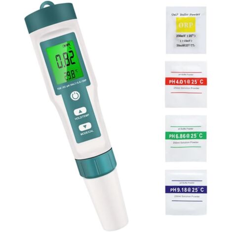 7 in 1 TDS/EC/Salinité/ORP/S.G/Température/PH Testeur, avec Rétro-éclairage PH Metre, Haute Précision, Adapté aux Piscines D'eau Potable aux Aquariums de Laboratoire