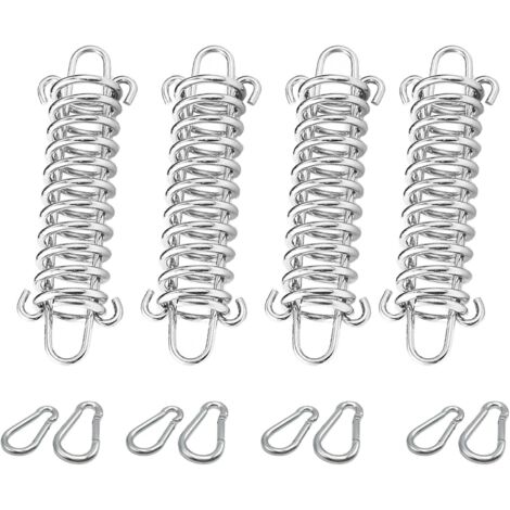 Lot de 4 ressorts de traction avec crochets, en acier inoxydable, ressort de traction haute résistance, kit de fixation pour tente de camping, auvent et extérieur