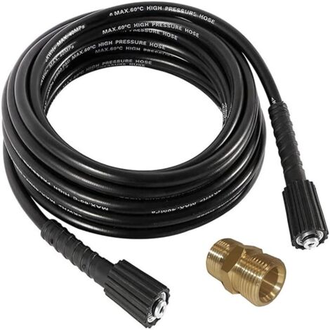 Tuyau de Lavage Haute Pression avec Connecteur M22 Tuyau de Remplacement pour Lavage Haute Pression Compatible avec Karcher Connexion M22-14, avec Adaptateur, 10M