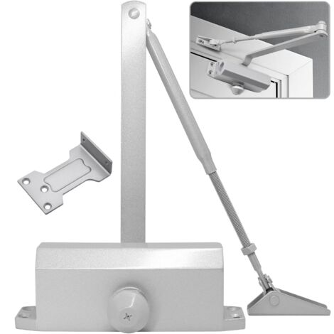 Ferme porte Automatique avec Dispositif D'arrêt, Groom Fermeture Porte à Ressort Réglable, Tampon Fermé usage Commercial et Résidentiel Porte de 60-85kg Installation Vidéo EN4, Argent