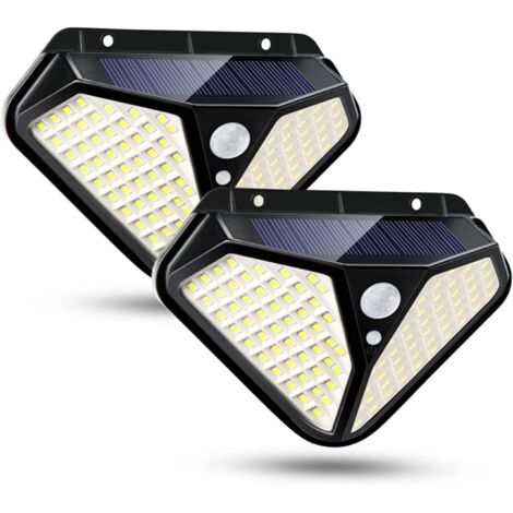 Applique Murale Solaire, 102 LED d'extérieur, étanche IP65, détecteur de Mouvement, 3 Modes d'éclairage, sans Fil, pour Jardin, clôture, Porte, Cour, Garage, 2 pièces