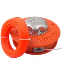 Tête de bobine de rechange M10 x 1,25 mm pour débroussailleuse - Fil à gauche avec fil de 15 m x 2,4 mm - Couleur orange