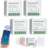 4 modules d'interrupteur intelligents 2 voies - Interrupteur WIFI DIY Compatible avec l'application Tuya, Alexa et Google Home, interrupteur connecté Conducteur neutre nécessaire