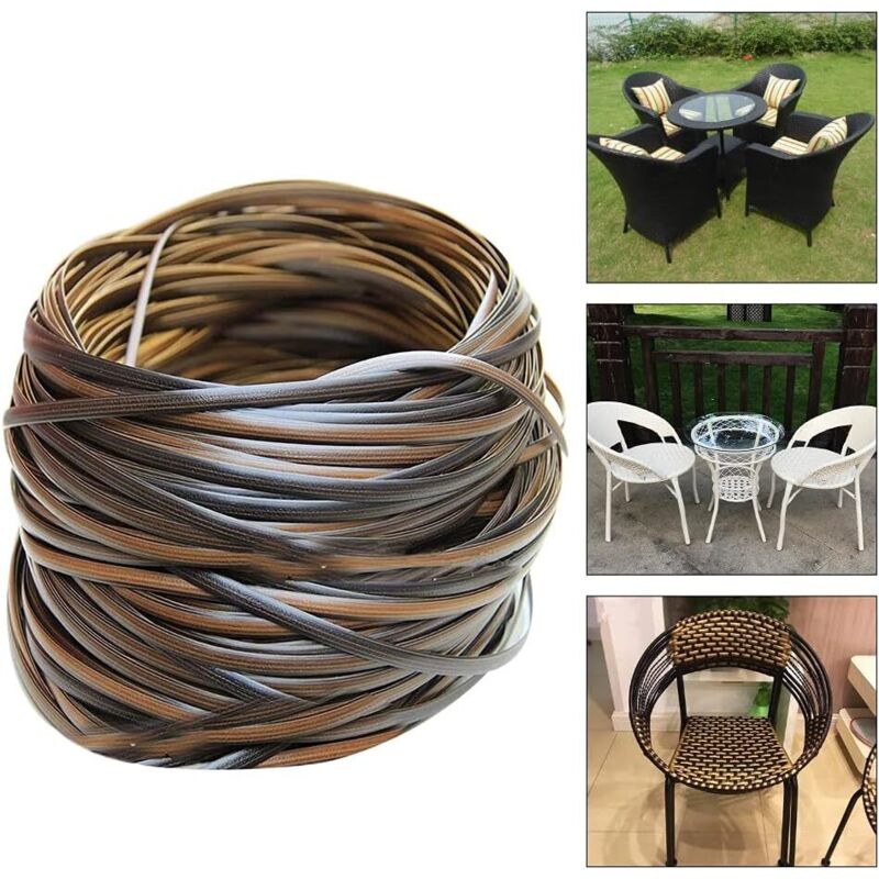 Rotin Plastique Noir 60m - 8mm X 1,1mm | Pour Réparation Meubles, Chaises, Tables | Résistant UV