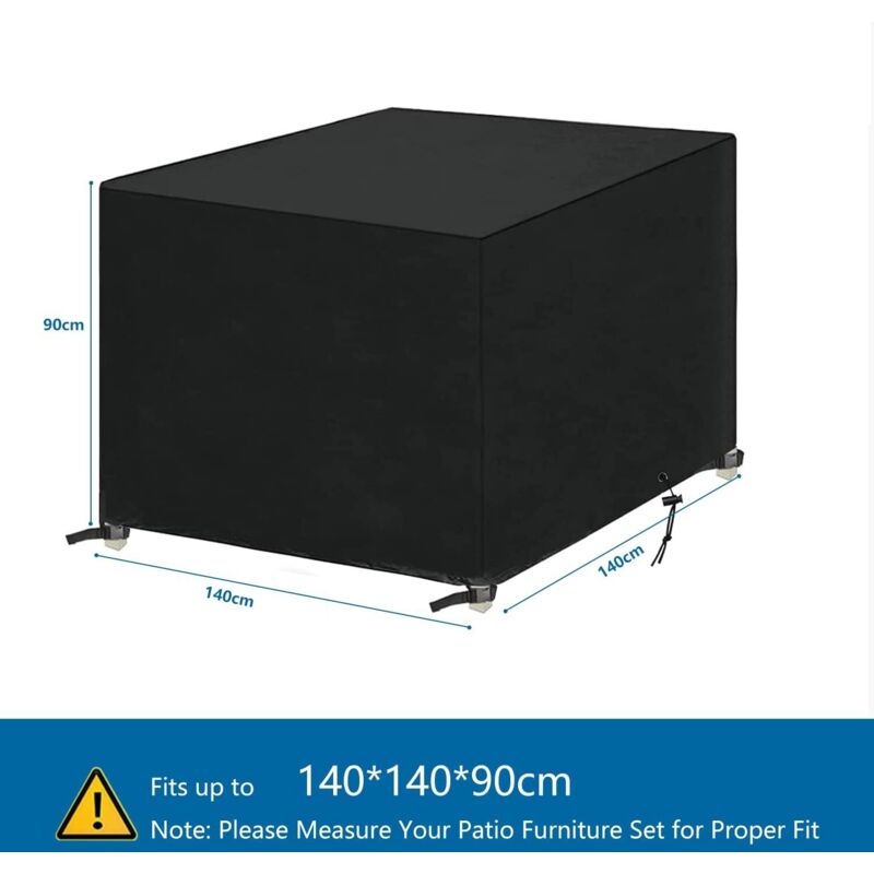 Housse De Protection Pour Table Jardin 140x140x90cm - Imperméable 420D Oxford Anti-UV | Résistance Vent