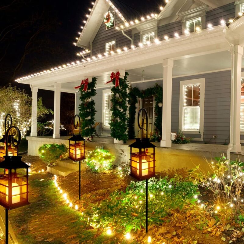 Lot De 2 Lanternes Solaires Vintage - LED Blanc Chaud, Étanches, Auto-On/Off - Pour Jardin, Camping