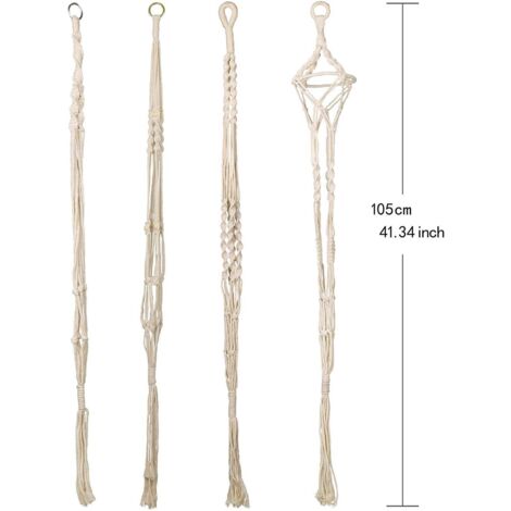 Lot De 6 Paniers Suspendus En Coton - Pour Plantes Intérieur/Extérieur - 60/80/100cm