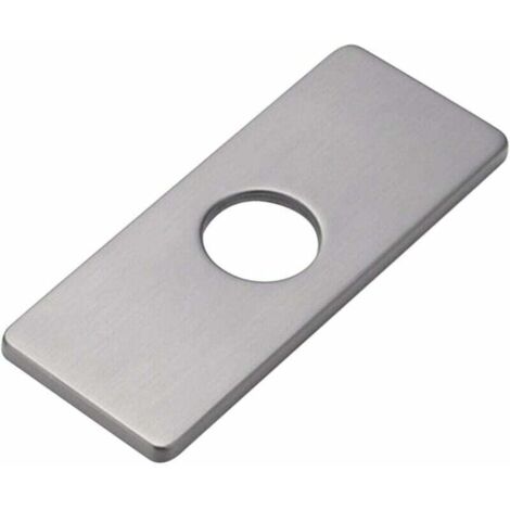 Plaque de trou d'évier en acier inoxydable – Finition nickel brossé – Design élégant pour robinet de salle de bain – Couverture de trous non utilisés (1/5)