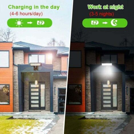 Lampe Solaire Murale LED Avec Détecteur De Mouvement - Éclairage Extérieur Jardin, Patio - Aluminium, Modes économie