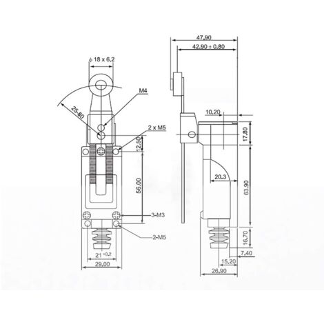 Lot De 4 Interrupteurs De Fin De Course ME-8108 - Levier Roller Réglable - NC+NO - AC 250V 2A / DC 220V 0.25A