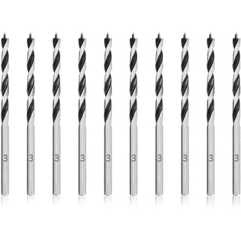 Forets à Bois Hélicoïdaux 3mm 10 Pièces Mèche pour Bois Professional Foret Brad Point pour Bois