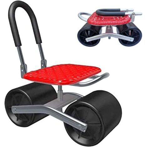 Qiyao – Tabouret de jardin mobile 360° avec roulettes – Dossier amovible – Charge max 120kg – Conception compacte et durable en fer (1/5)