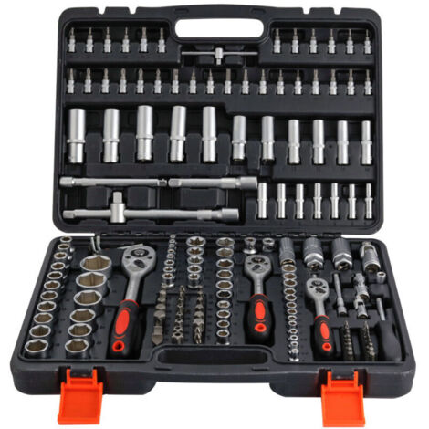 Qiyao – Coffret multi-outils 172 pièces – Douilles 1/4', 3/8' et 1/2' – Clé à cliquet rapide – Rallonges et accessoires inclus (1/5)