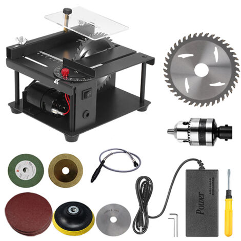 Scie circulaire multifonctionnelle, mini scie de bureau, machine de découpe électrique avec lame de scie, meule, angle de vitesse réglable, pour débutants et bricoleurs. (1/5)