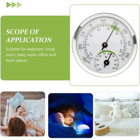 Thermomètre Hygromètre Extérieur/Intérieur - Mesure Température (-30 à 50°C) Et Humidité, Blanc
